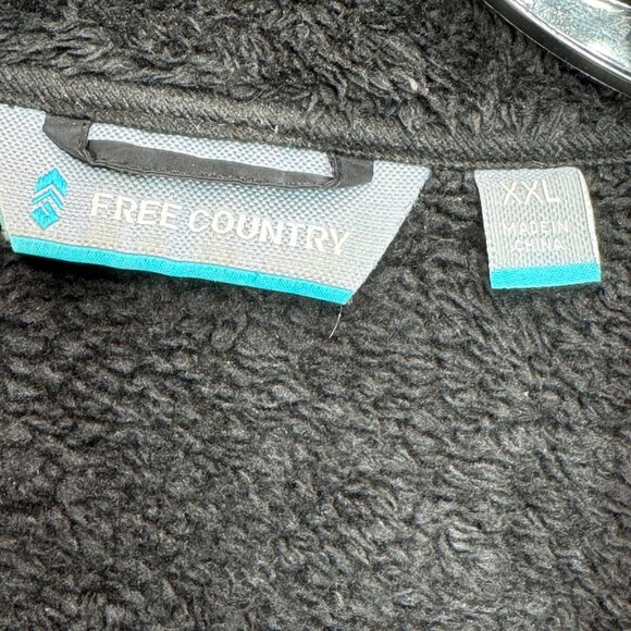 Free Country Womans Size XXL Plush Faux Fur Zip-Up Jacket - Black Polyester - Picture 3 of 10